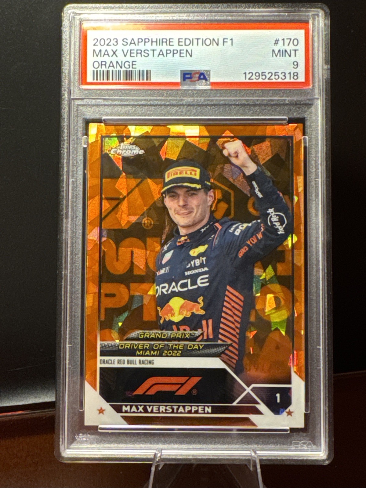 2023 Sapphire Edition F1 Max Verstappen Orange PSA 9 view 2