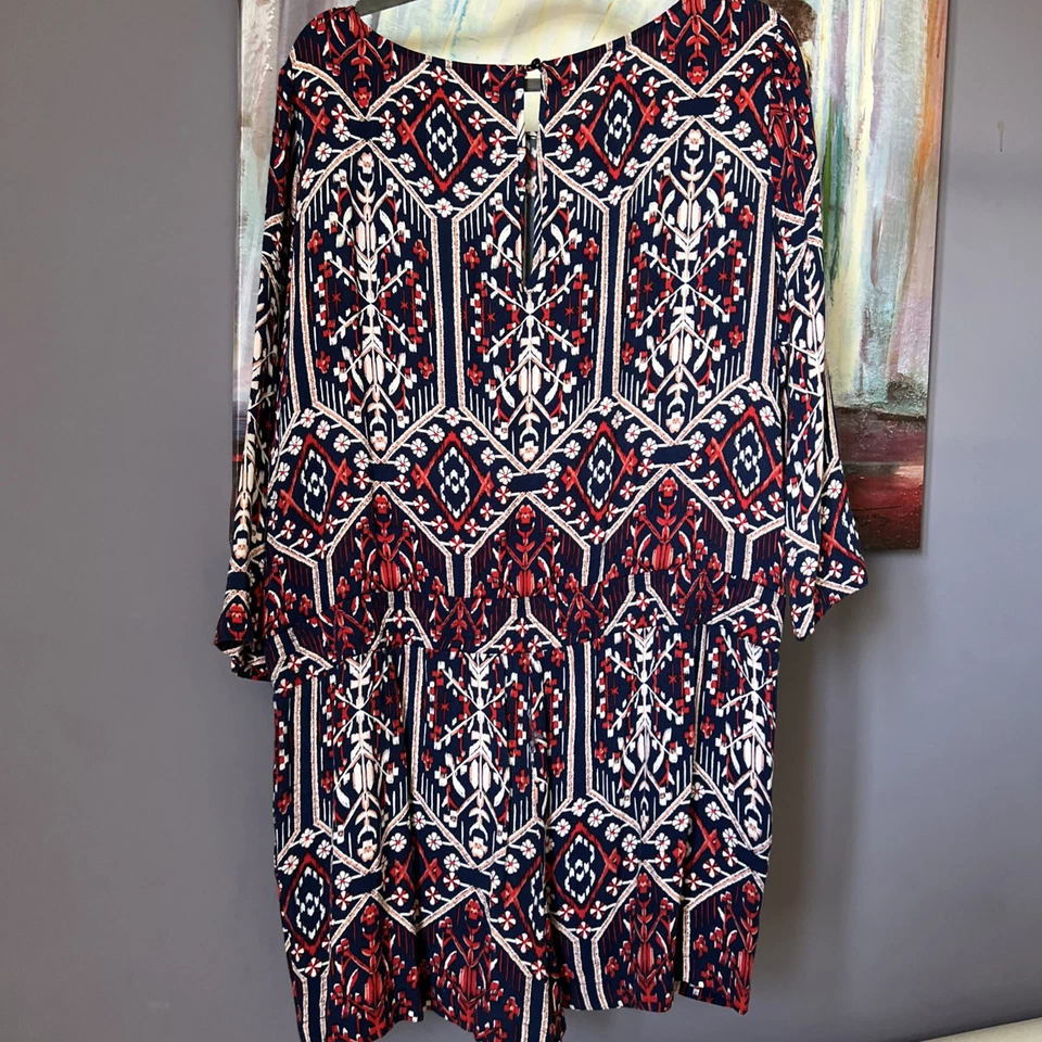 Mameluco Ella Moss Talla L Azul Marino Rojo Blanco Estampado con Bolsillos💖 Foto 2 de 4