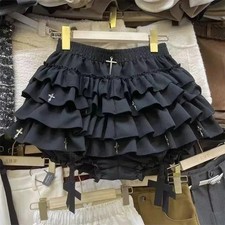 Y2K Fairycore Cottagecore Soft Girl Ruffle Lace Mini Skirt Tiered Coquette S-L