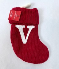 New Wondershop Red Mini 8  Christmas Knit Stocking Initial Letter  V  