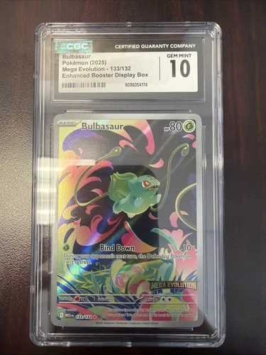 CGC 10 - Bulbasaur 133/132 Stamped Box Topper Pokemon Mega Evolution Gem Mint B