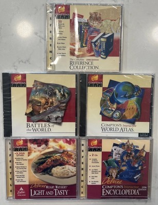 VTG Lot Of 5 Compton's Home Library Interactive CD-ROM TLC Software New 1997 -98