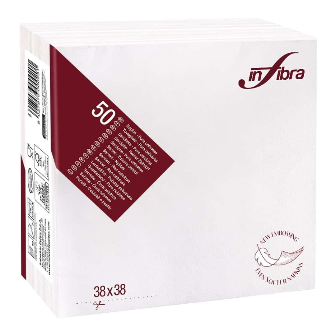 Classic White Paper Napkins 38x38 Cm 50 Pcs 2 Ply Infibra - Restaurant Bar