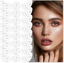 Glitter Freckles face Tattoo 8 Count Silver Makeup Patches, B0DKT3BGGJ