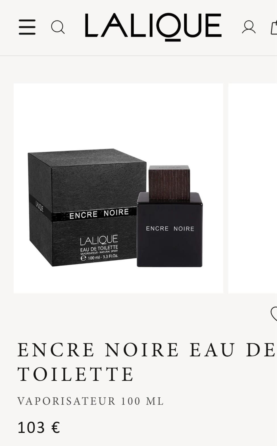 Lalique Encre Noire mystère boisé d'une eau de toilette originale homme 100 ml