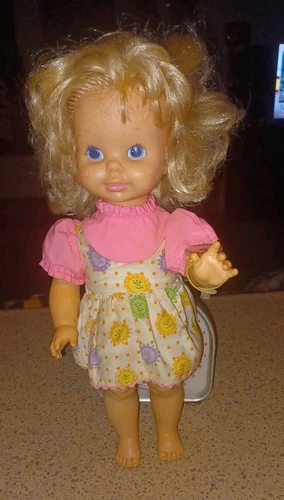 Vintage 1960's Timey Tell Doll 17” Mattel With Original Dress NOT WORKING.