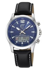 ETT ECO TECH TIME Herrenuhr Funk-Solar Professional Worldtimer Lederband EGA-117