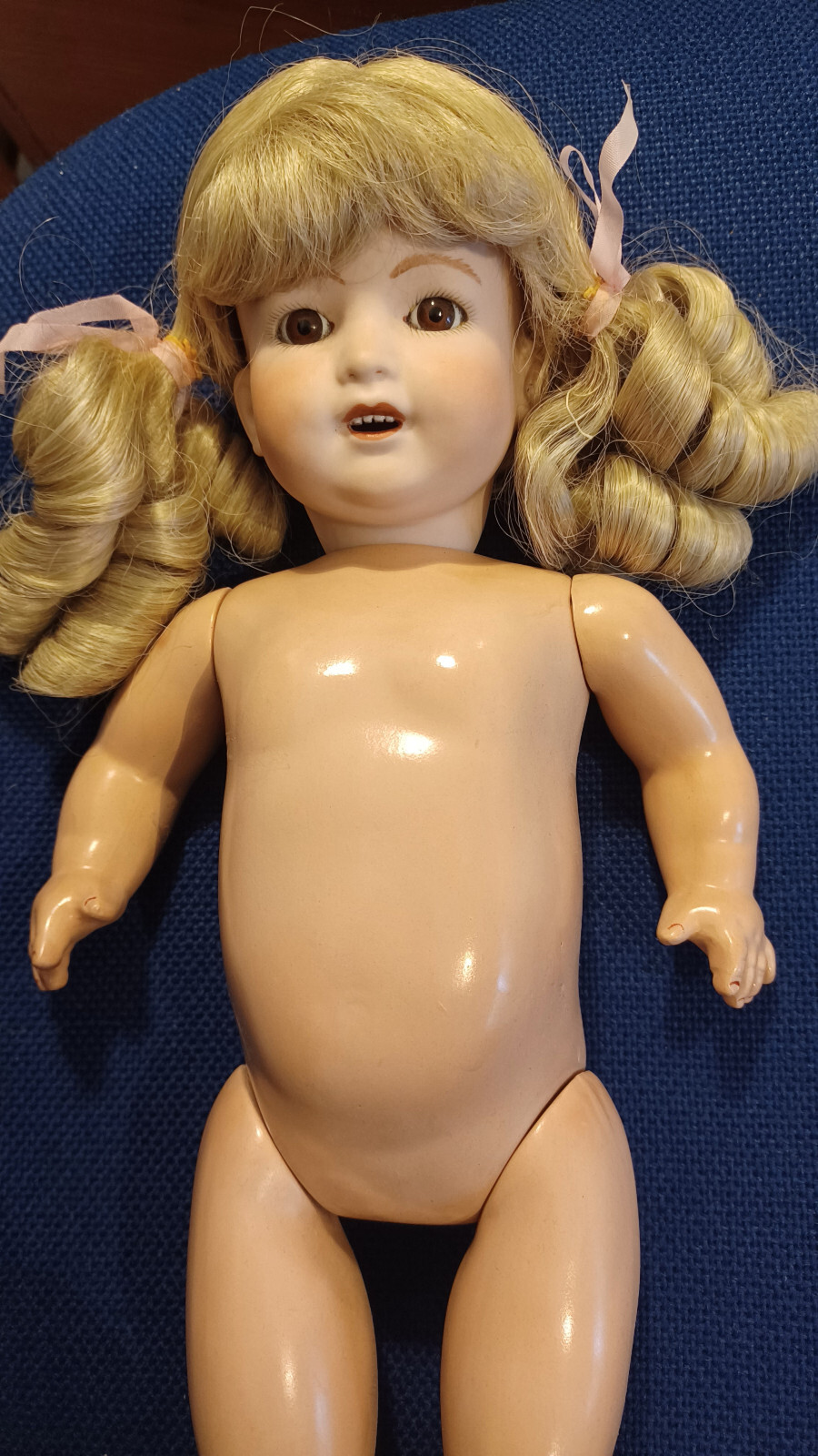 Collector's UK Vintage 16" K&R Porcelain Doll with Shoes and Blonde