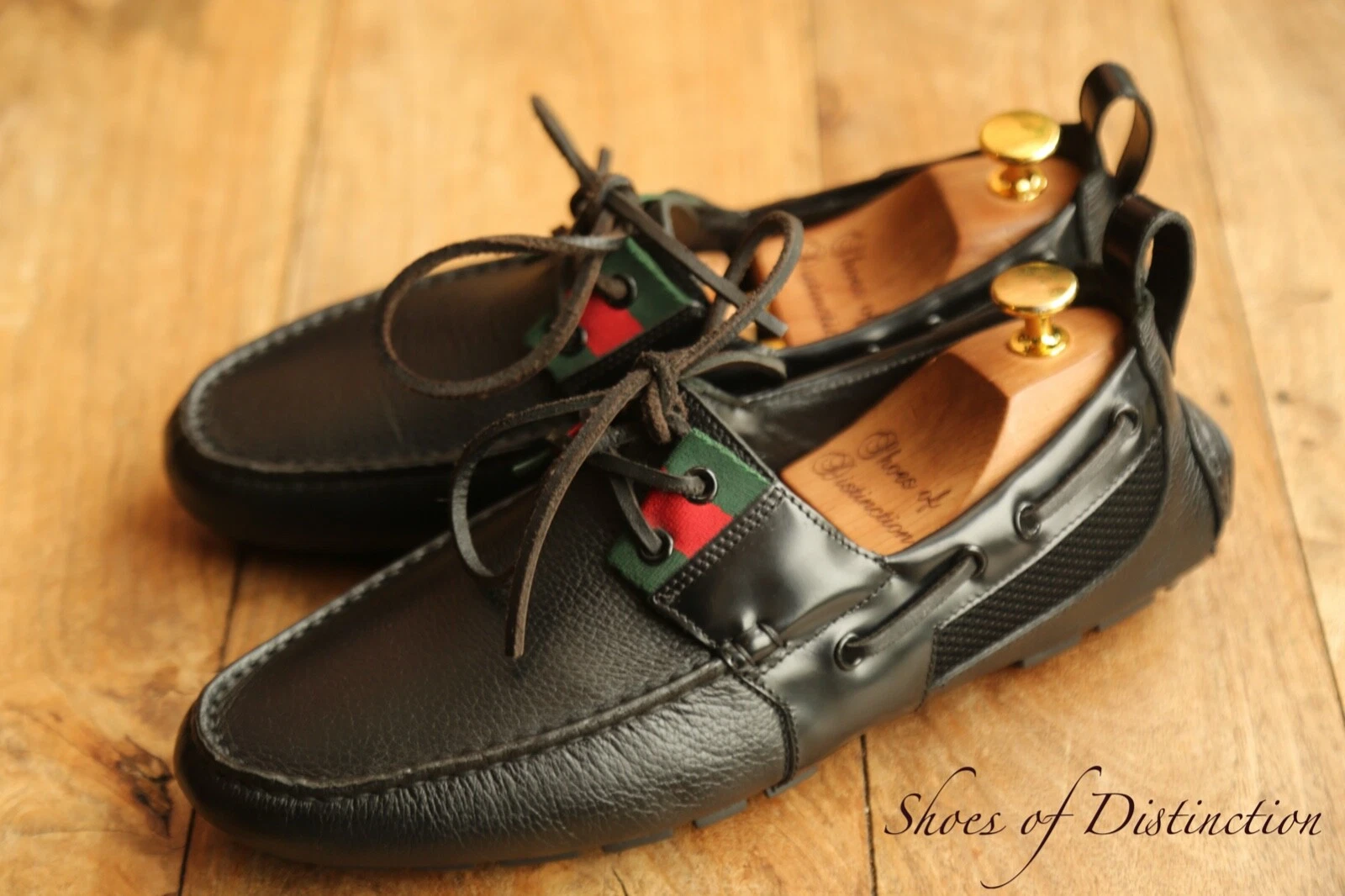 Mocassins Gucci en cuir noir chaussures de conduite bateau homme UK 6 US 7 EU 40