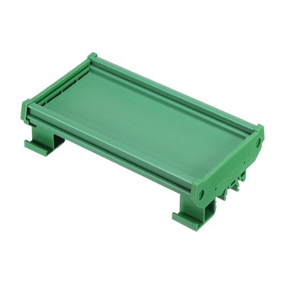 DIN Rail Mount Carrier for 75mm x 72mm PCB, Housing, Bracket, Green