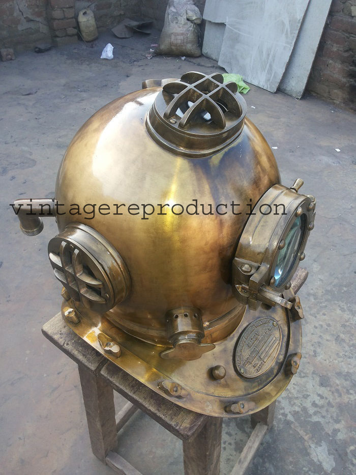 Antique Scuba SCA Divers Diving Helmet US Navy Mark V Deep Sea Marine ...