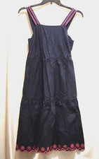 J.Crew Factory Navy Blue Dress Open Embroidered Pink Floral Size 4
