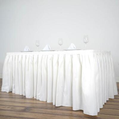 Ivory 17 feet POLYESTER PLEATED TABLE SKIRT Tradeshow Wedding Catering Supplies