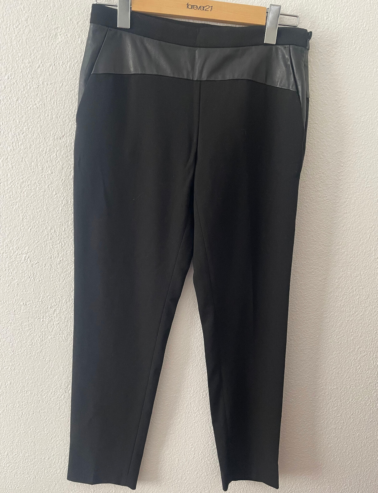 Pinko black top faux leather skinny dress ankle pants Pockets womens SZ