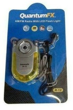 Quantum FX R-12: AM/FM Radio w/ LED Flashlight, Belt Clip  Neck Strap - Yellow