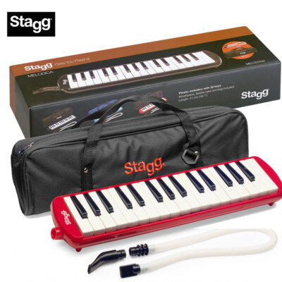 Stagg MELOSTA32-RD 32 Keys Keyboard Melodica RED w/ Case, Tube, Mouthpiece