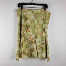 Pendleton Women's 18 Pleat Flare Skirt Lime Green Whimsical Floral Knee Length