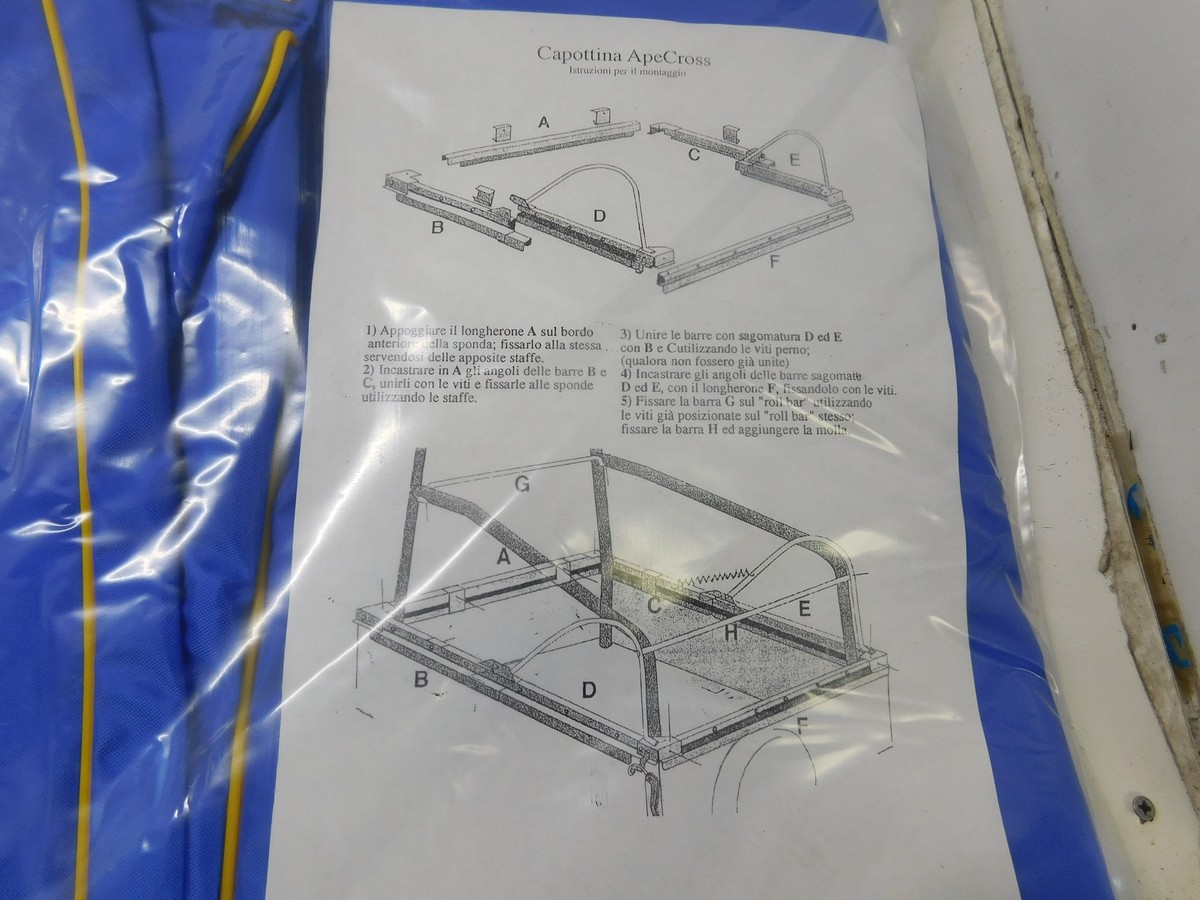 CAPPOTTATURA TENDALINO COPRI PIANALE FLOOR COVER AWNING PER PIAGGIO APE  CROSS