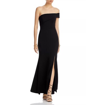 Aqua Women's Scuba Crepe Off the Shoulder Gown Black Size