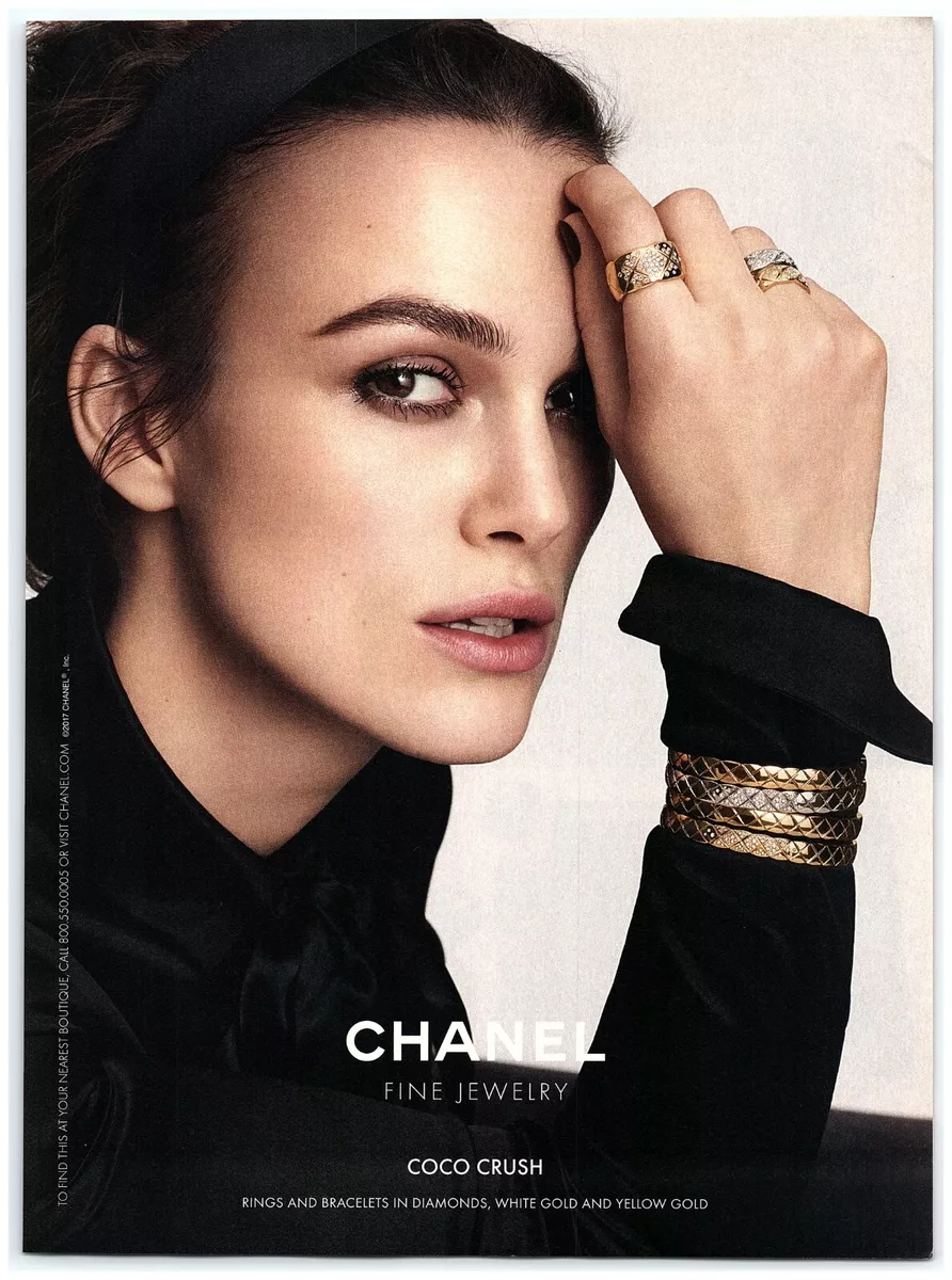 2017 Chanel Fine Jewelry Print Ad, Keira Knightley Coco Crush Ring Bracelet  Gold