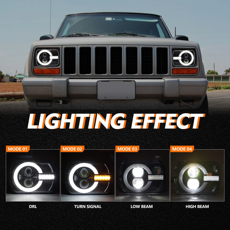 7x6" 5x7 LED Headlight DRL Hi-Lo For Pontiac Fiero 1984-1988 Firebird 1982-1990 - Image 3 of 4