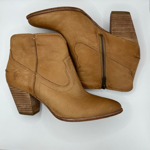 FRYE Reina Booties Brown Leather Western Ankle Boots Womens Size 7.5 M - Picture 5 of 10