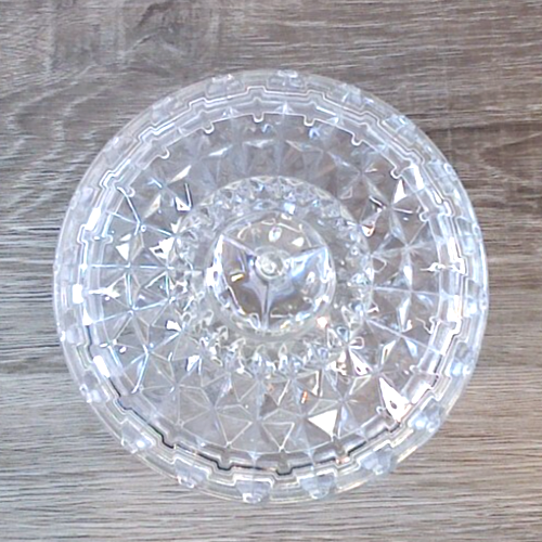 Vtg MCM Diamond Point Clear Glass Candy Dish Lid Round Trinket Bowl Cottagecore - Picture 3 of 9