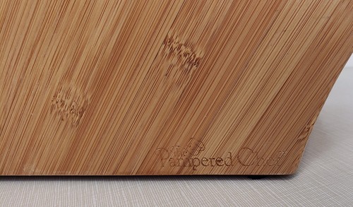 The Pampered Chef Knife Block Holder Bamboo Wooden Large 16 Slot Retired - Picture 3 of 6