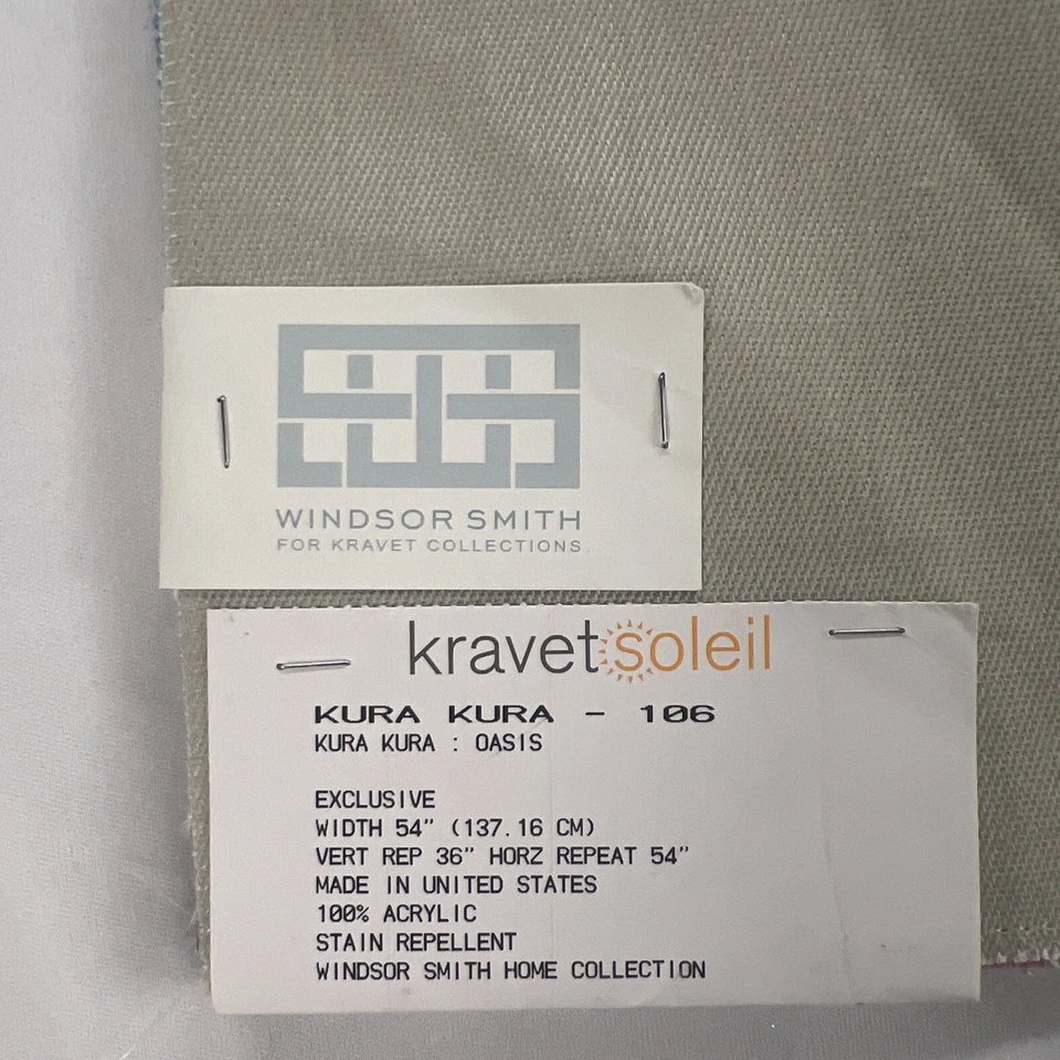 WINDSOR SMITH Kraven 6 Kur Kur 25” x 25" Acrylic Fabric Sample Turtle Print USA - Image 2 of 4