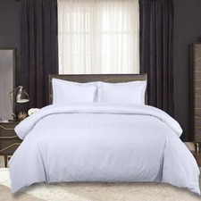 Wrinkle-Free Damask Striped Duvet Cover Set 650 Thread Count Cotton Blend