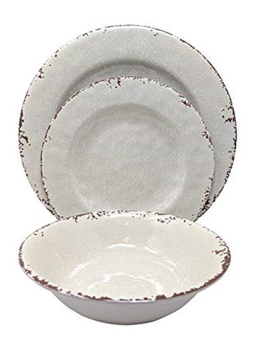 Gianna's Home 12 Piece Rustic Farmhouse Melamine  Assorted Sizes , Colors