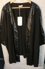 Women Blazer Vintage Sequin Black Ladies Stylish Top By Sheego Size Uk 30 Eu 56