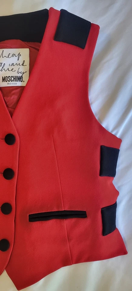 Moschino Cheap and Chic Red and Black Vest Women's Size 6 Rayon Acetate MOD - Image 3 of 4