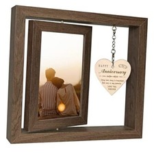 Picture Frame Gifts for Women, Rustic Wood Floating Wedding Happy Anniversary