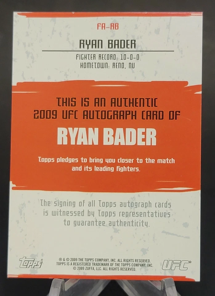 2009 Topps UFC Autographs #FA-RB Ryan Bader - Image 2 of 2