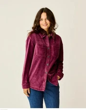 Hudson Stretch Cord Shacket-front closure keep the cold out and your dreams in.