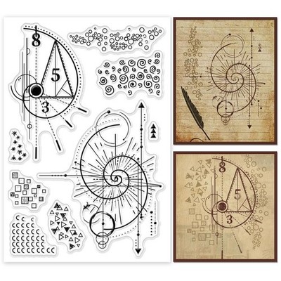 GLOBLELAND Fibonacci Texture Background Clear Stamps for 4.33x6.30 inches