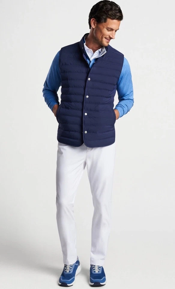 Peter Millar XL Crown Crafted Regent Vest Navy Blue Quilted Puffer $295 - Image 2 of 4