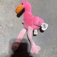 TY Beanie Baby - PINKY the Pink Flamingo 10 inch - MWMTs Stuffed Animal Toy