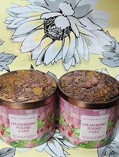 2 Bath Body Works Strawberry Pound Cake 3 Wick Candle New