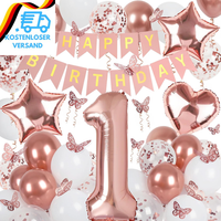 Deko 1. Geburtstag MäDchen, Rosegold Luftballon 1. Geburtstag, Happy Birthday Gi