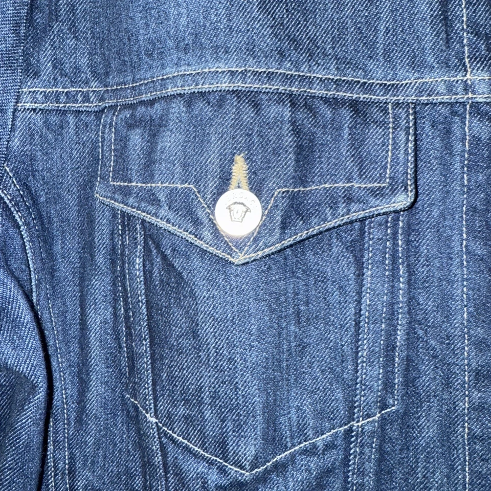 Vintage 90s Versace Jeans Couture Denim Jacket, Blue, XL, Made In Italy - VGC - Image 4 of 4