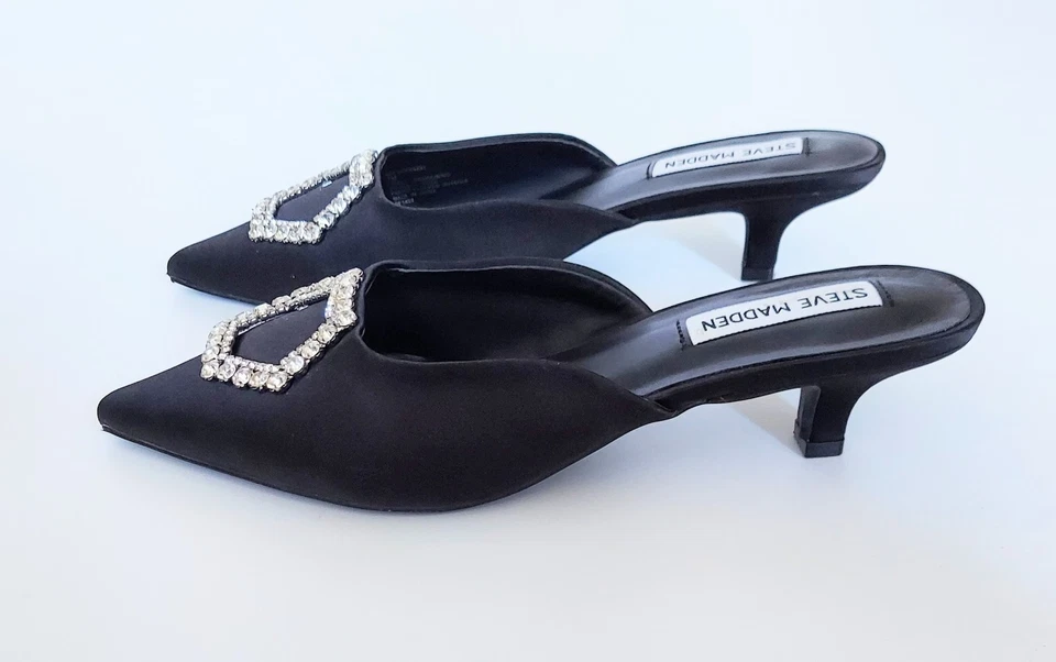 Steve Madden Women's Size 7M Black Kees Rhinestone Embellished Kitten Heels - Image 3 of 4