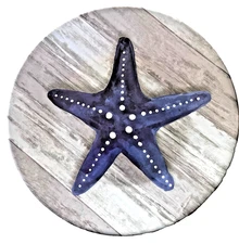 Starfish Melamine Tidbit Appetizer Dessert Plates 6" Set of 4 Beach House Gray