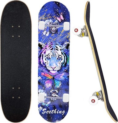 31 x 8 Zoll Skateboard mit 7-lagigem Ahornholzdeck, für alle Fahrstile geeignet