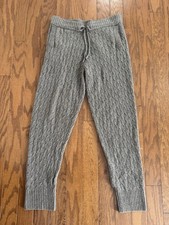 Auden Cable Knit Jogger Pants Womens M Gray Taupe Lounge Cozy Pull On Pockets