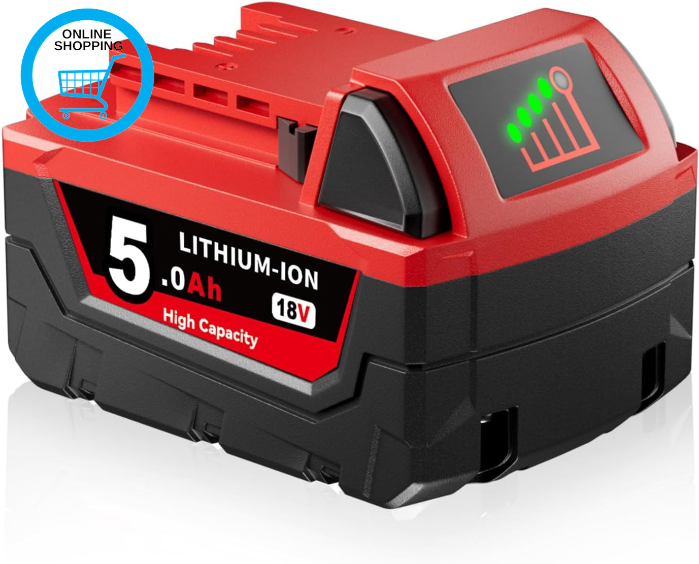 5.0Ah Replacement for Milwaukee 18V Battery 48-11-1820 48-11-1840 48-11-1850 48-