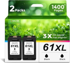 61XL Black Ink Cartridge Replacement For HP 61 XL HP61 HP61XL 2 Pack