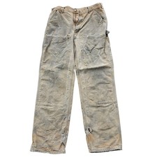Vtg Carhartt Pants Double Knee 35X31 Canvas Loose fit Tag 34X34 BO1 Made In USA
