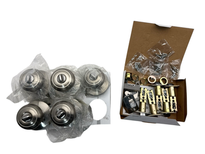 #ad Defiant Hartford Satin Nickel Bed Bath Door Knob Contractor 5 Pack OB $34.95